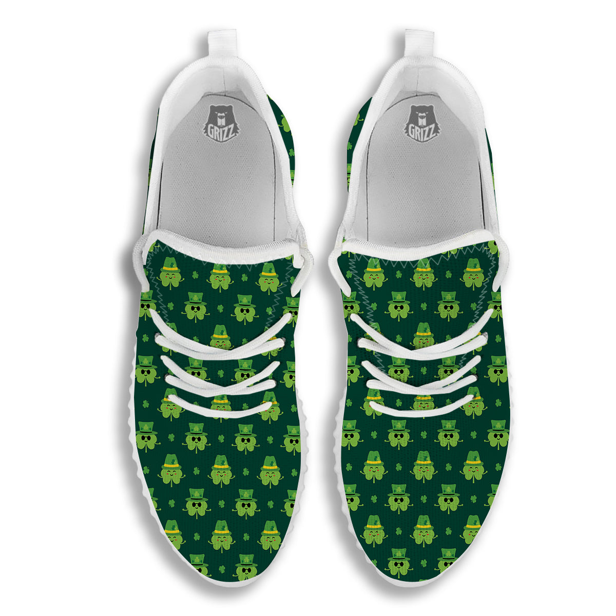 St. Patrick's Day Cute Print Pattern White Walking Shoes-grizzshop