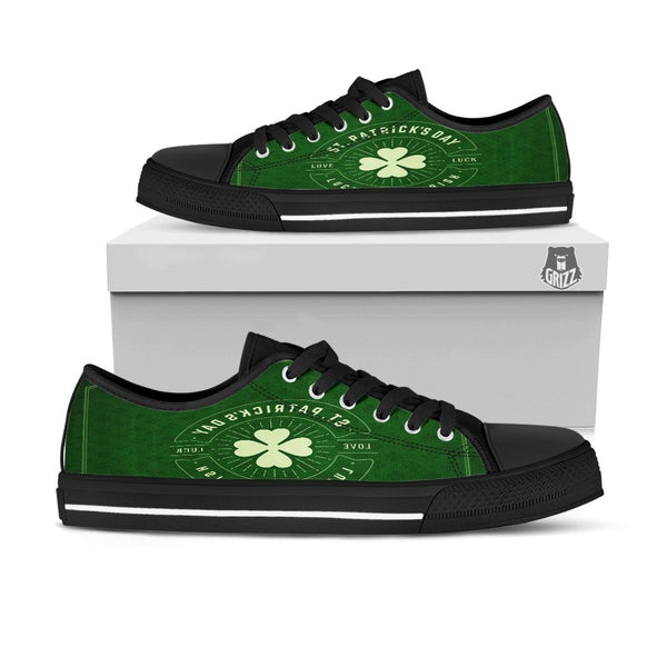 Dark Shamrock Men’s High Top Canvas on sale Shoes, Four Leaf Clover Lucky High Top Sneakers