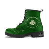 St. Patrick's Day Four Leaf Clover Print Leather Boots-grizzshop