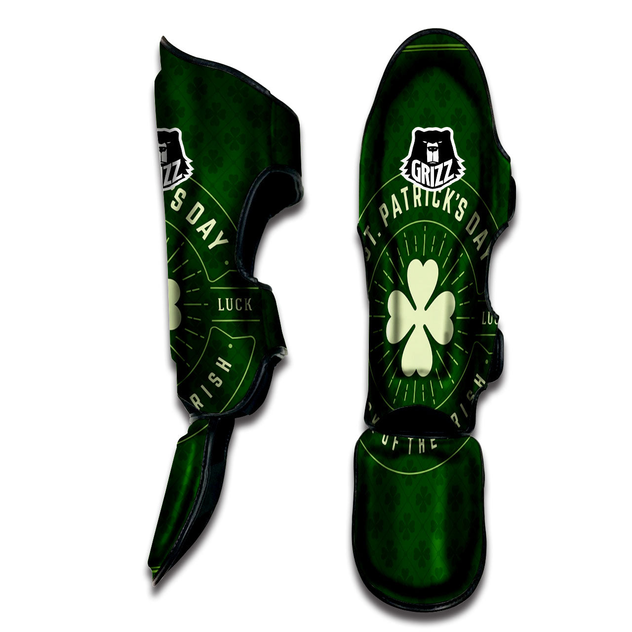 St. Patrick's Day Four Leaf Clover Print Muay Thai Shin Guards-grizzshop