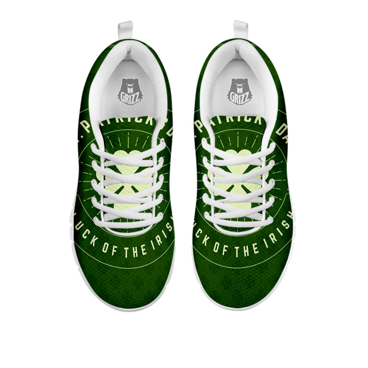 St. Patrick's Day Four Leaf Clover Print White Sneaker-grizzshop