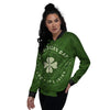 St. Patrick's Day Four Leaf Clover Print Women's Bomber Jacket-grizzshop