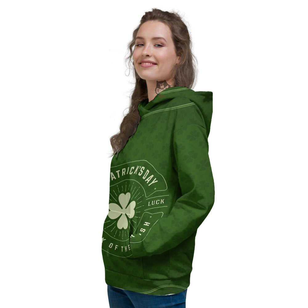 St. Patrick's Day Four Leaf Clover Print Women's Hoodie-grizzshop