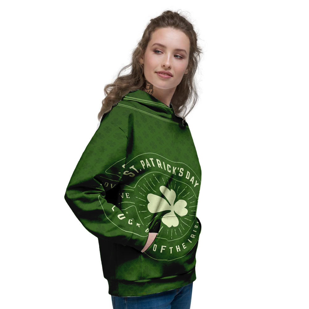 St. Patrick's Day Four Leaf Clover Print Women's Hoodie-grizzshop