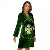 St. Patrick's Day Four Leaf Clover Print Women's Robe-grizzshop