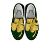 St. Patrick's Day Gold Clover Print Black Slip On Shoes-grizzshop