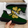 St. Patrick's Day Gold Clover Print Black Walking Shoes-grizzshop