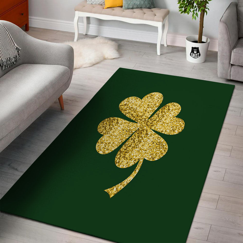 St. Patrick's Day Gold Clover Print Floor Mat-grizzshop