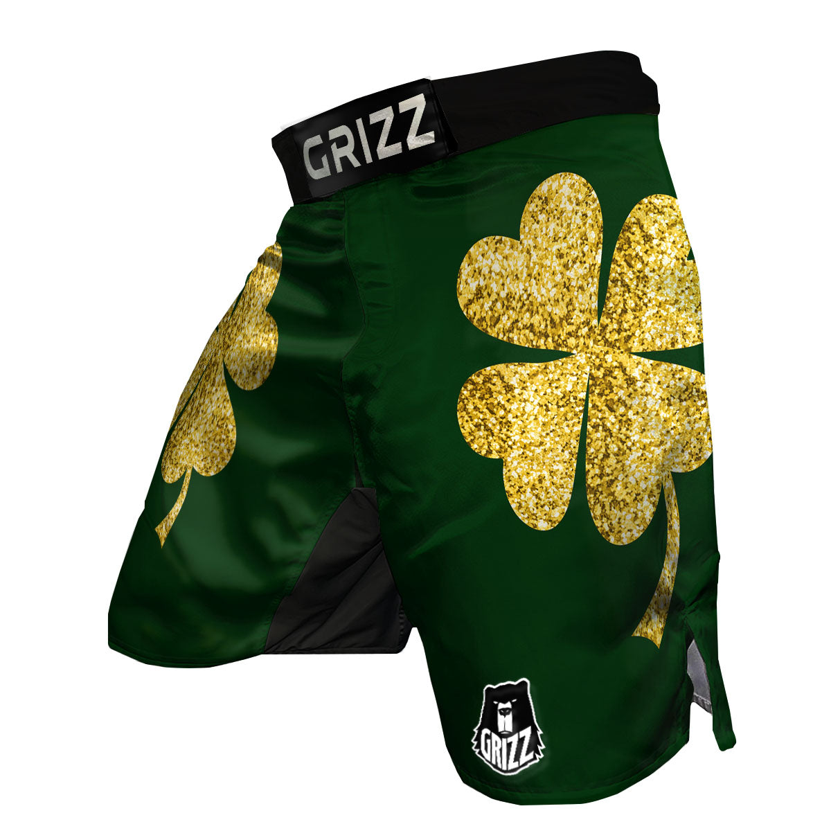 St. Patrick's Day Gold Clover Print MMA Shorts-grizzshop