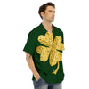 St. Patrick's Day Gold Clover Print Men's Hawaiian Shirt-grizzshop