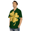 St. Patrick's Day Gold Clover Print Men's Hawaiian Shirt-grizzshop