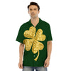 St. Patrick's Day Gold Clover Print Men's Hawaiian Shirt-grizzshop