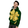 St. Patrick's Day Gold Clover Print Men's Hoodie-grizzshop