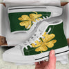 St. Patrick's Day Gold Clover Print White High Top Shoes-grizzshop