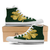 St. Patrick's Day Gold Clover Print White High Top Shoes-grizzshop