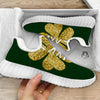 St. Patrick's Day Gold Clover Print White Walking Shoes-grizzshop