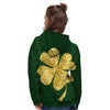 St. Patrick's Day Gold Clover Print Women's Hoodie-grizzshop