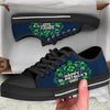 St. Patrick's Day Green Clover Print Black Low Top Shoes-grizzshop