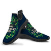 St. Patrick's Day Green Clover Print Black Walking Shoes-grizzshop