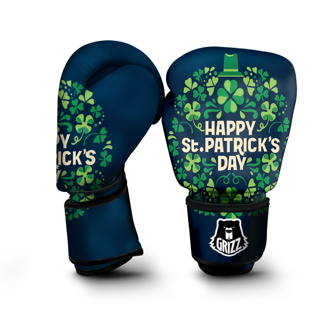 St. Patrick's Day Green Clover Print Boxing Gloves-grizzshop