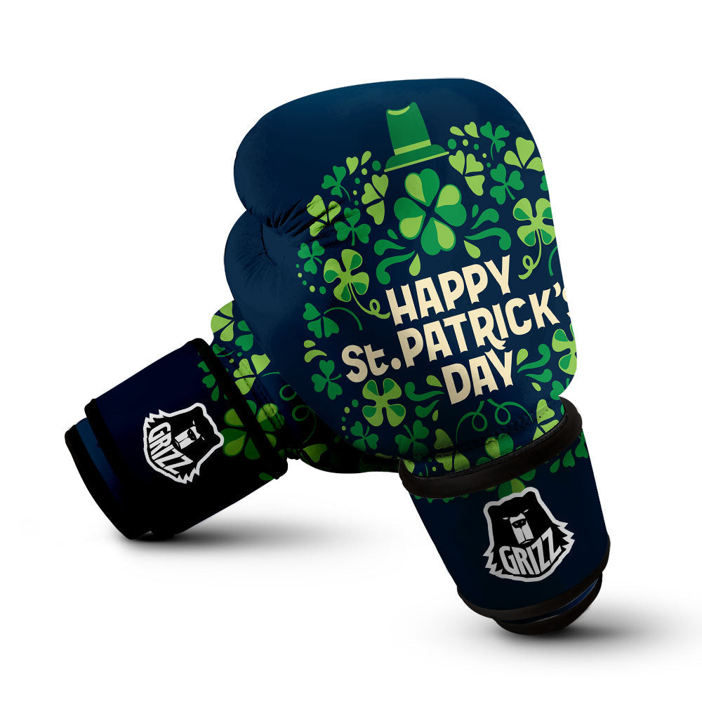 St. Patrick's Day Green Clover Print Boxing Gloves-grizzshop