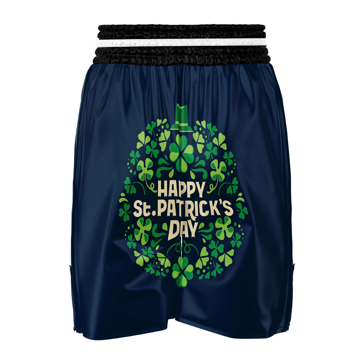 St. Patrick's Day Green Clover Print Boxing Shorts-grizzshop