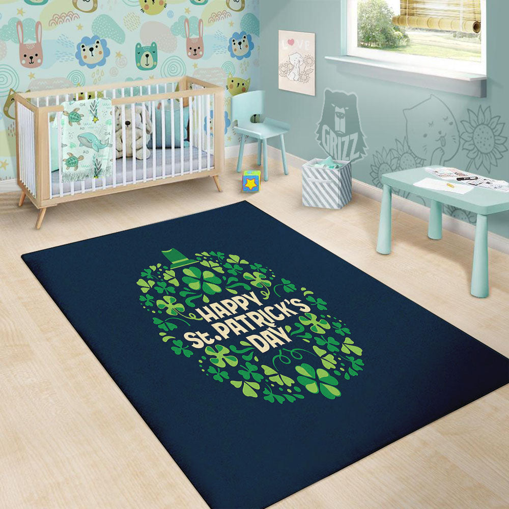 St. Patrick's Day Green Clover Print Floor Mat-grizzshop