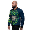 St. Patrick's Day Green Clover Print Men's Bomber Jacket-grizzshop