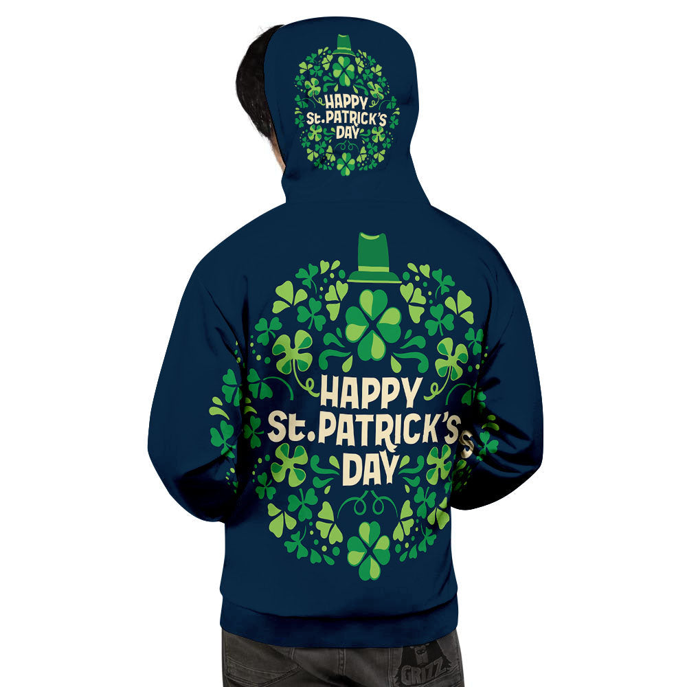 St. Patrick's Day Green Clover Print Men's Hoodie-grizzshop