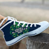 St. Patrick's Day Green Clover Print White High Top Shoes-grizzshop