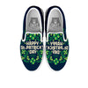 St. Patrick's Day Green Clover Print White Slip On Shoes-grizzshop