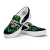 St. Patrick's Day Green Clover Print White Slip On Shoes-grizzshop