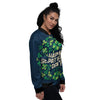 St. Patrick's Day Green Clover Print Women's Bomber Jacket-grizzshop