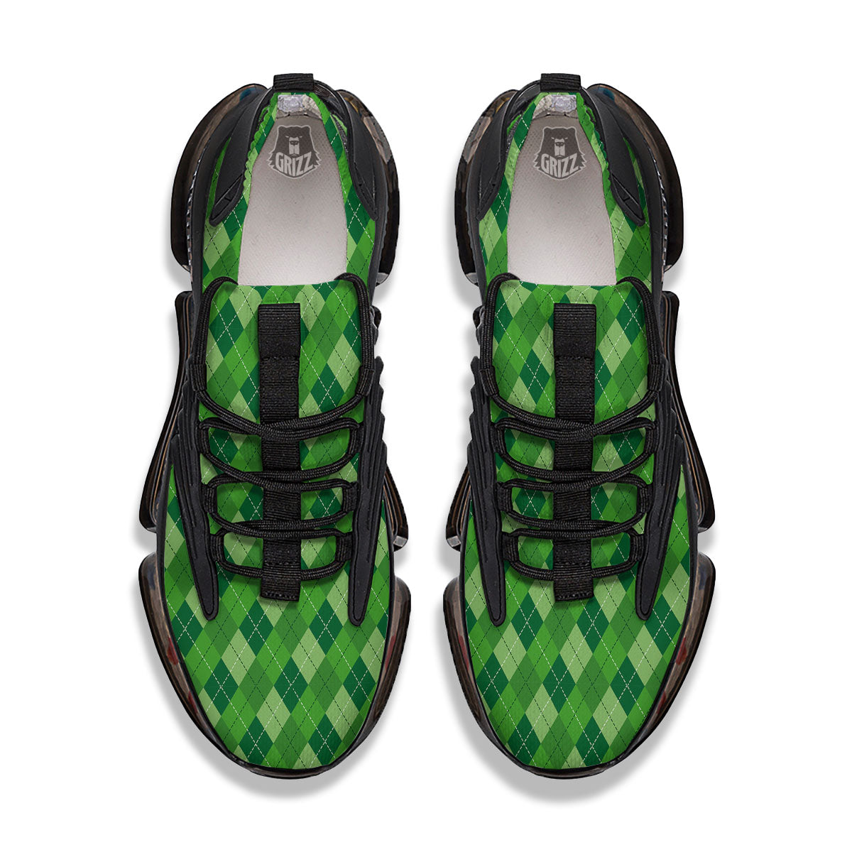 St. Patrick's Day Green Plaid Print Black Gym Shoes-grizzshop