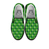 St. Patrick's Day Green Plaid Print Black Slip On Shoes-grizzshop