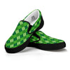 St. Patrick's Day Green Plaid Print Black Slip On Shoes-grizzshop