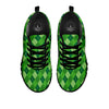 St. Patrick's Day Green Plaid Print Black Sneaker-grizzshop