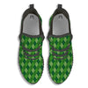 St. Patrick's Day Green Plaid Print Black Walking Shoes-grizzshop