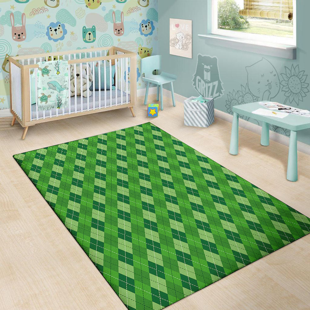 St. Patrick's Day Green Plaid Print Floor Mat-grizzshop