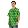 St. Patrick's Day Green Plaid Print Men's Hawaiian Shirt-grizzshop