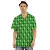 St. Patrick's Day Green Plaid Print Men's Hawaiian Shirt-grizzshop