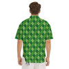 St. Patrick's Day Green Plaid Print Men's Short Sleeve Shirts-grizzshop