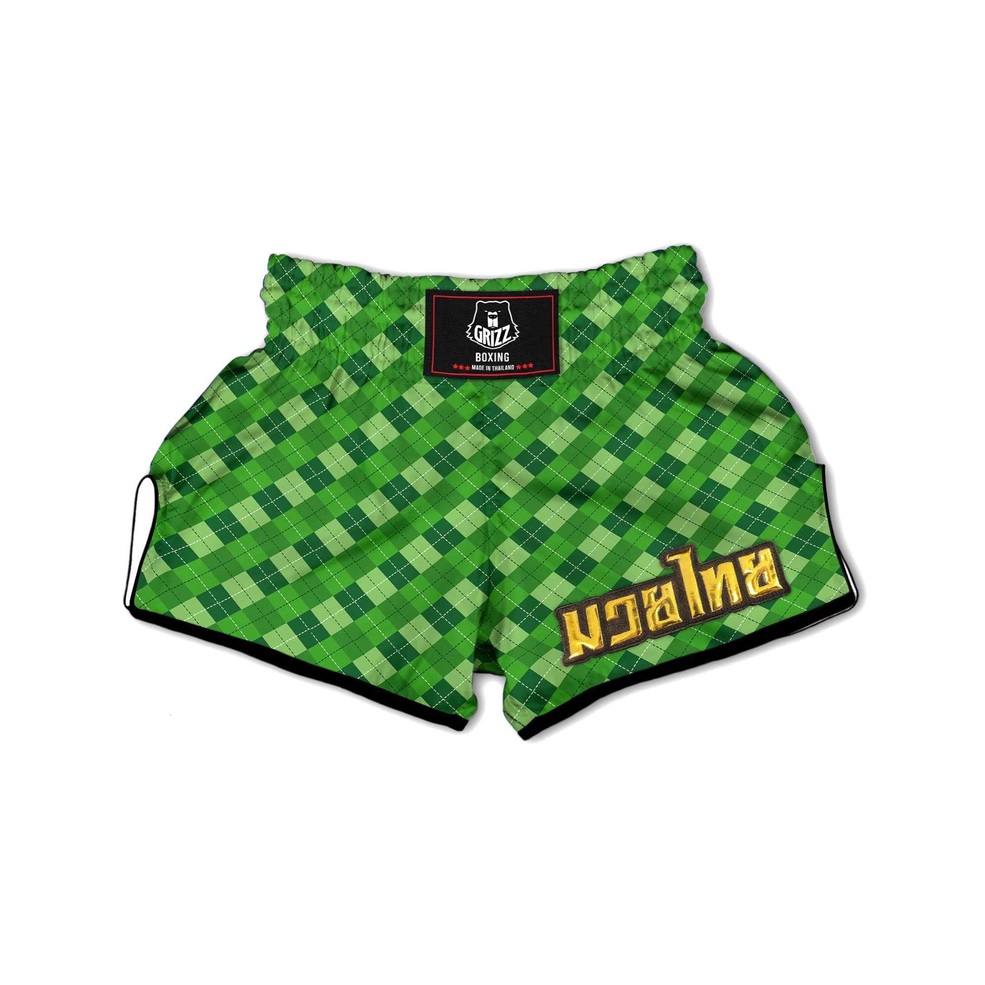 St. Patrick's Day Green Plaid Print Muay Thai Boxing Shorts-grizzshop