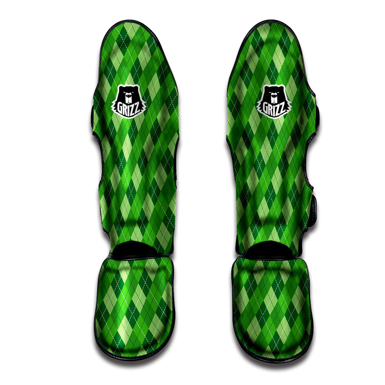 St. Patrick's Day Green Plaid Print Muay Thai Shin Guards-grizzshop