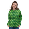 St. Patrick's Day Green Plaid Print Women's Hoodie-grizzshop