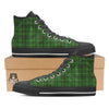 St. Patrick's Day Green Tartan Print Black High Top Shoes-grizzshop