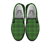 St. Patrick's Day Green Tartan Print Black Slip On Shoes-grizzshop