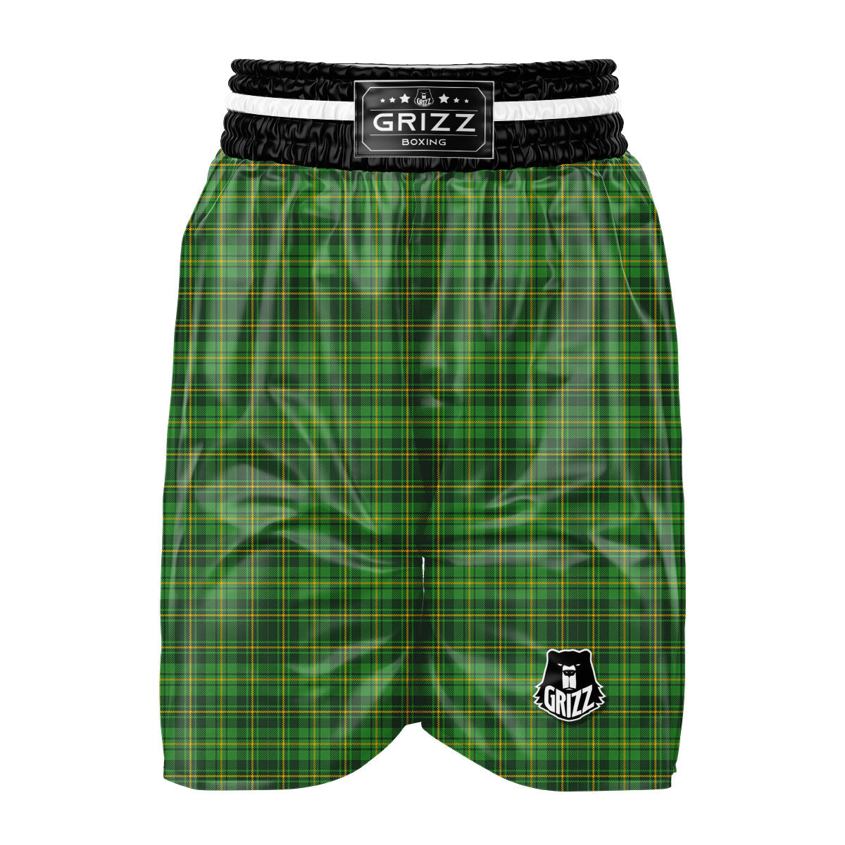 St. Patrick's Day Green Tartan Print Boxing Shorts-grizzshop