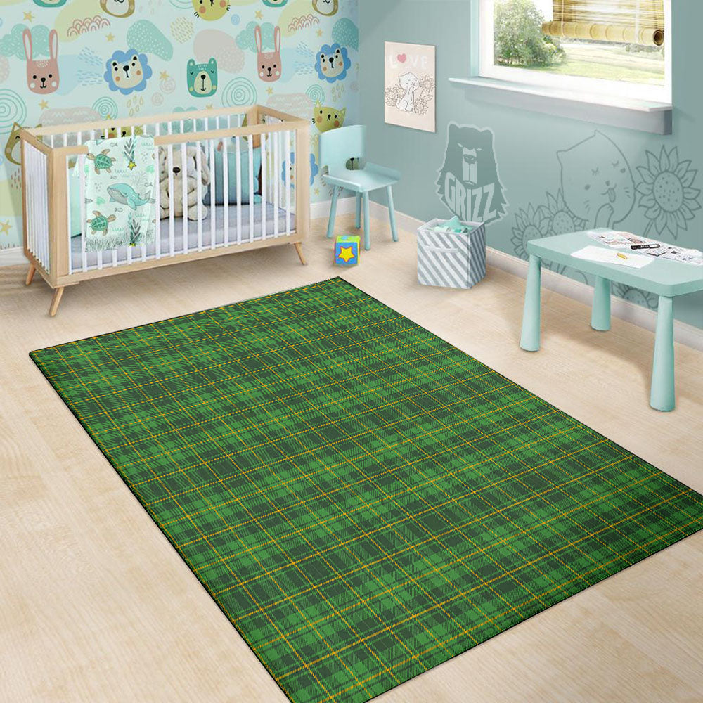 St. Patrick's Day Green Tartan Print Floor Mat-grizzshop