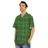 St. Patrick's Day Green Tartan Print Men's Hawaiian Shirt-grizzshop